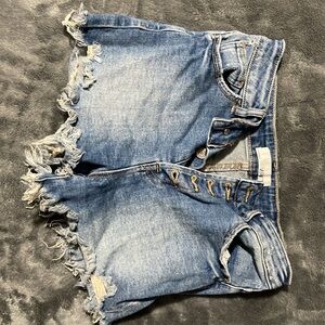 Denim Frayed Hem Women's Shorts